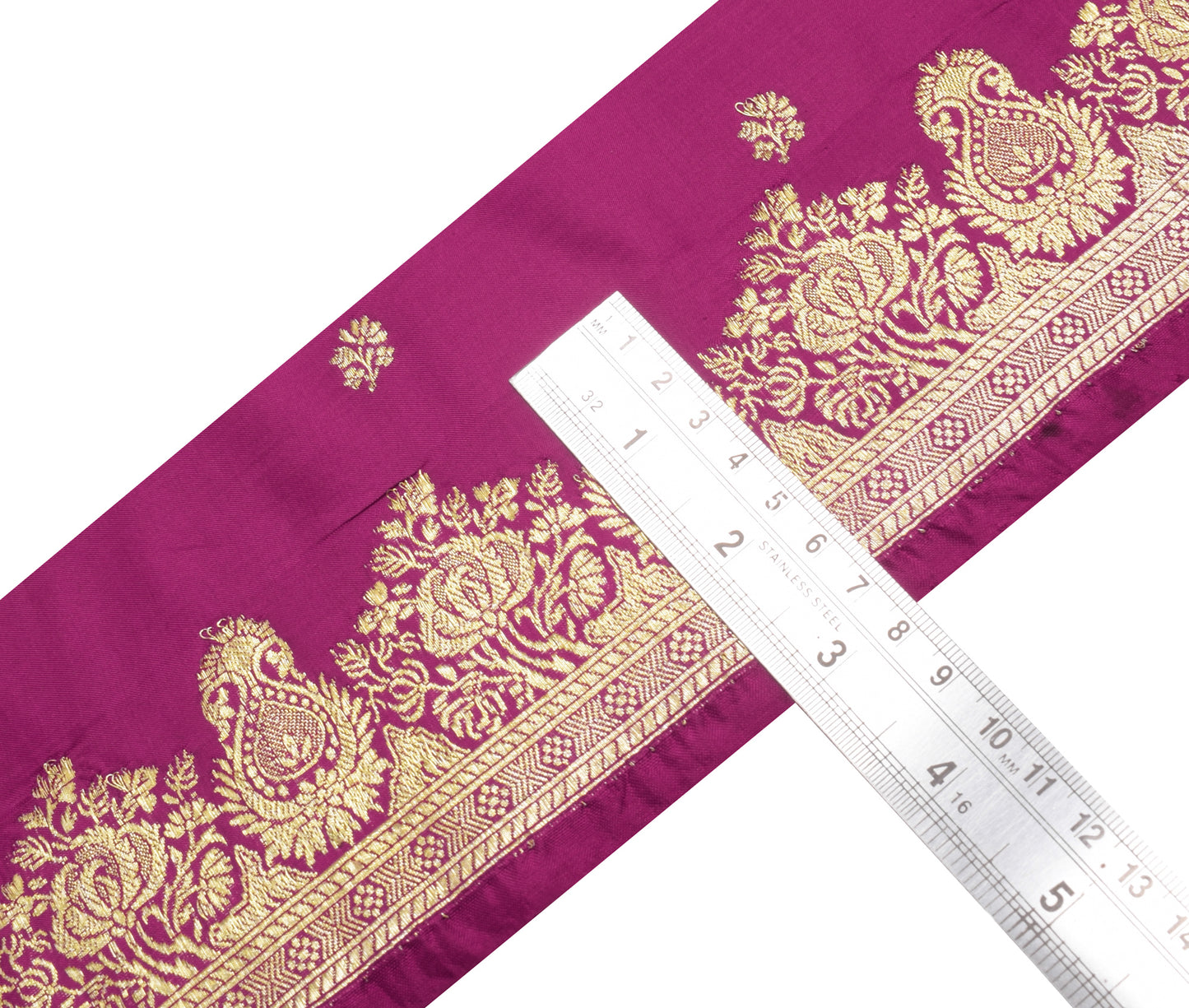 Sushila Vintage Purple Saree Border Indian Craft Sewing Trim Zari Woven Lace