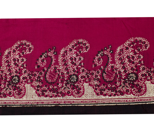 Sushila Vintage Pink Saree Border Indian Craft Sewing Trim Zari Woven Lace