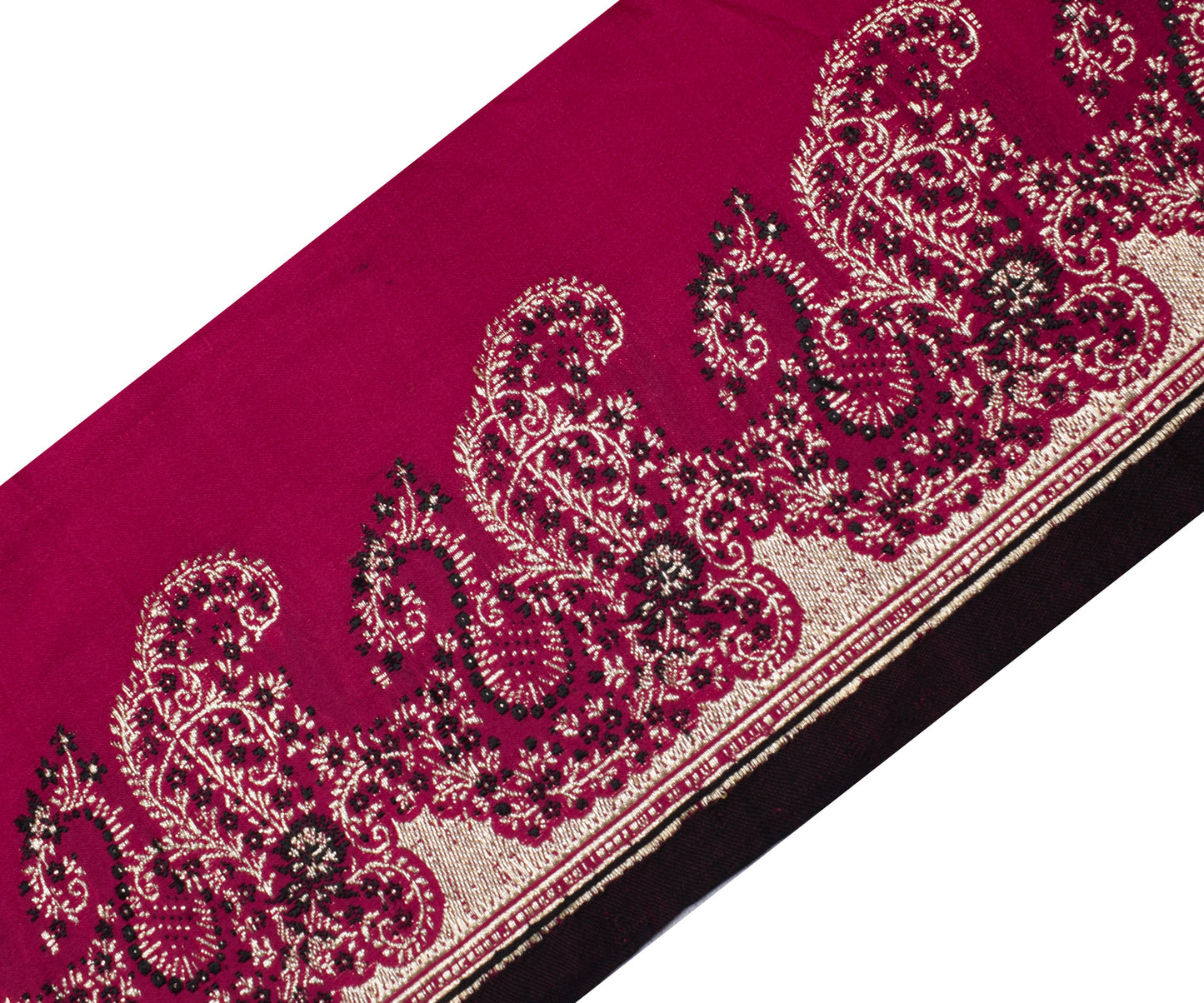Sushila Vintage Pink Saree Border Indian Craft Sewing Trim Zari Woven Lace