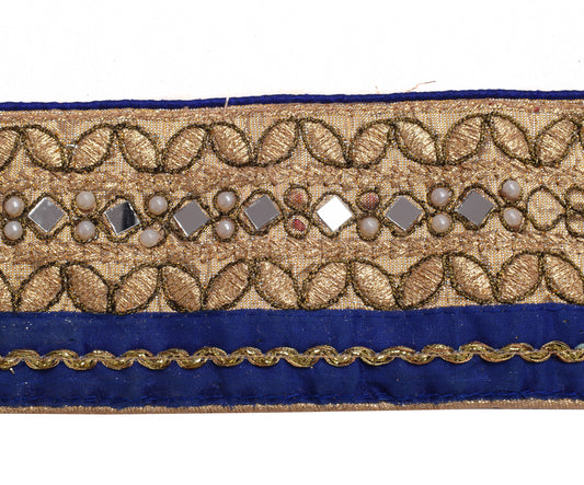 Sushila Vintage Golden Saree Border Indian Craft Sewing Trim Beaded Lace Ribbon