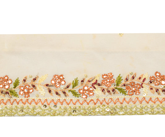 Sushila Vintage Cream Saree Border Indian Craft Sewing Trim Embroidered Lace