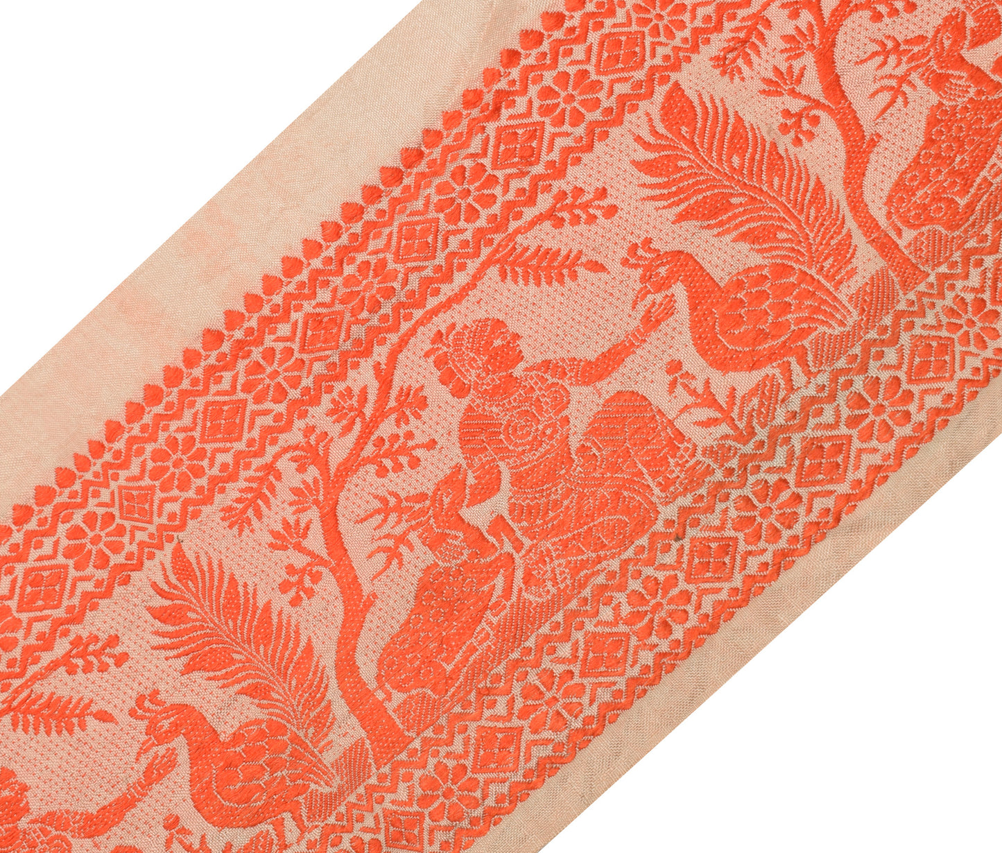 Sushila Vintage Cream Saree Border Indian Craft Sewing Trim Woven Lace Ribbon