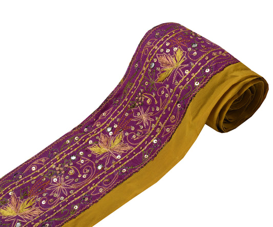 Sushila Vintage Purple Saree Border Indian Craft Sewing Trim Embroidered Ribbon