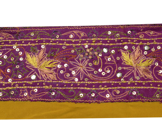 Sushila Vintage Purple Saree Border Indian Craft Sewing Trim Embroidered Ribbon