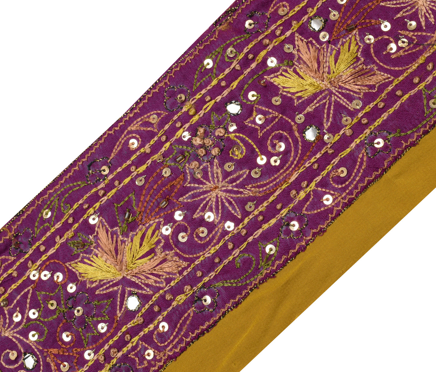 Sushila Vintage Purple Saree Border Indian Craft Sewing Trim Embroidered Ribbon