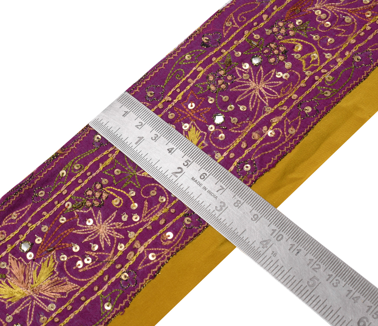 Sushila Vintage Purple Saree Border Indian Craft Sewing Trim Embroidered Ribbon