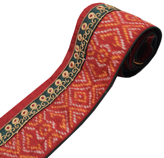 Sushila Vintage Maroon Saree Border Indian Craft Sewing Trim Woven Lace Ribbon