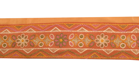 Sushila Vintage Orange Saree Border Indian Craft Sewing Trim Embroidered Ribbon