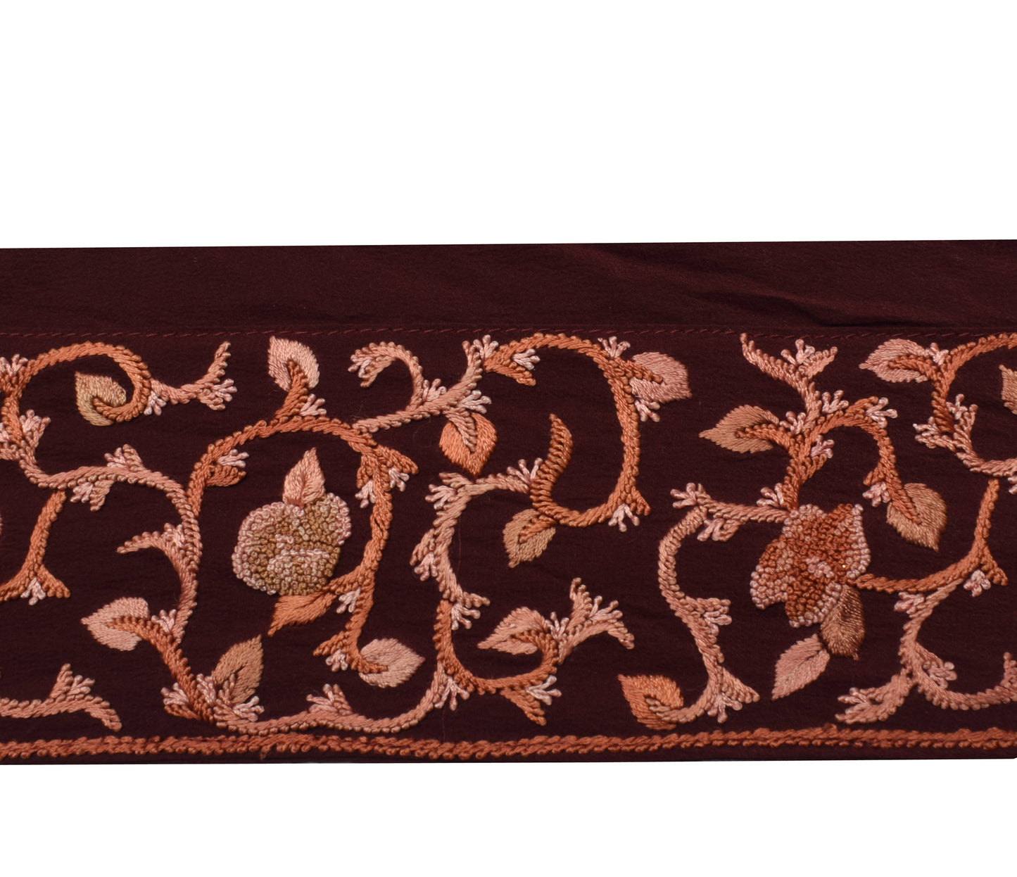 Sushila Vintage Maroon Saree Border Indian Craft Sewing Trim Embroidered Lace