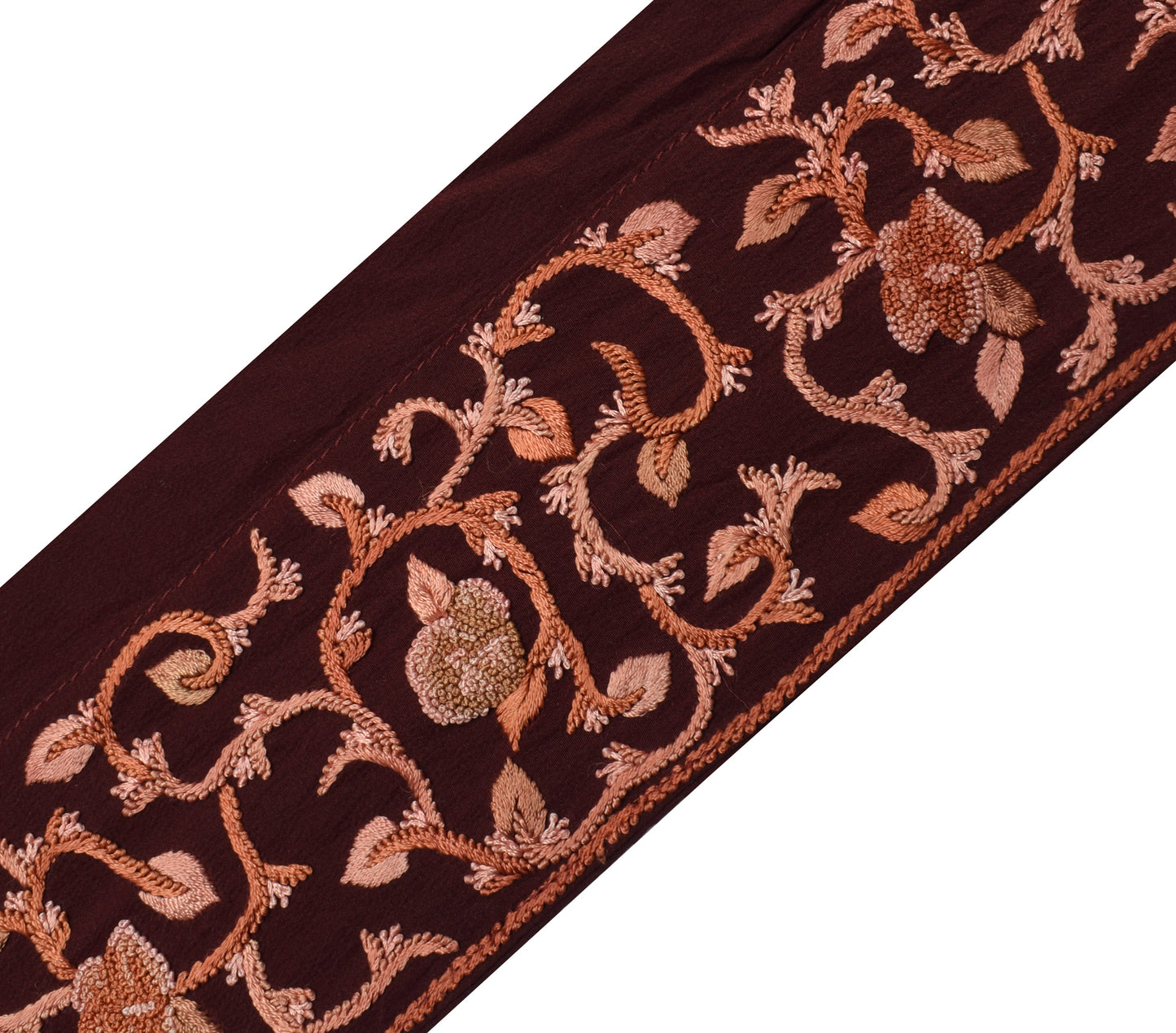 Sushila Vintage Maroon Saree Border Indian Craft Sewing Trim Embroidered Lace