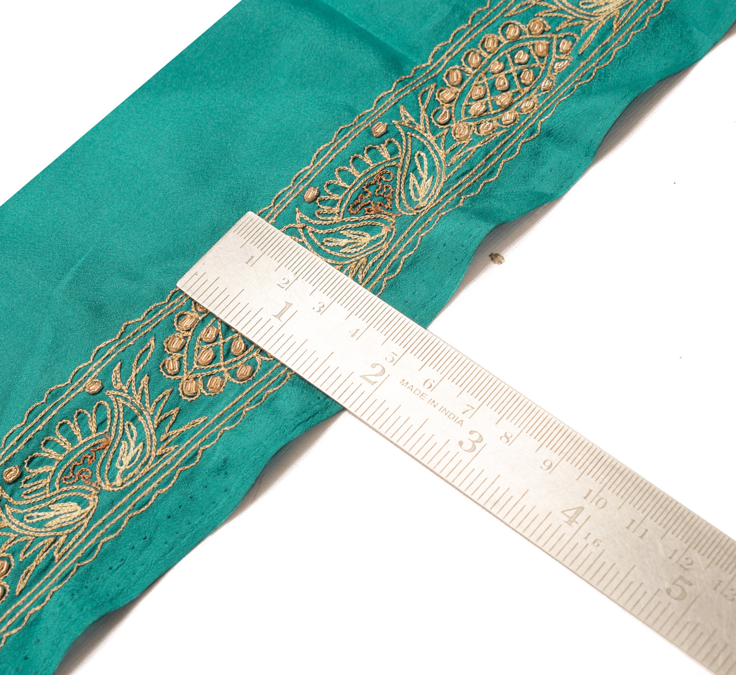 Sushila Vintage Green Saree Border Indian Craft Sewing Trim Embroidered Lace