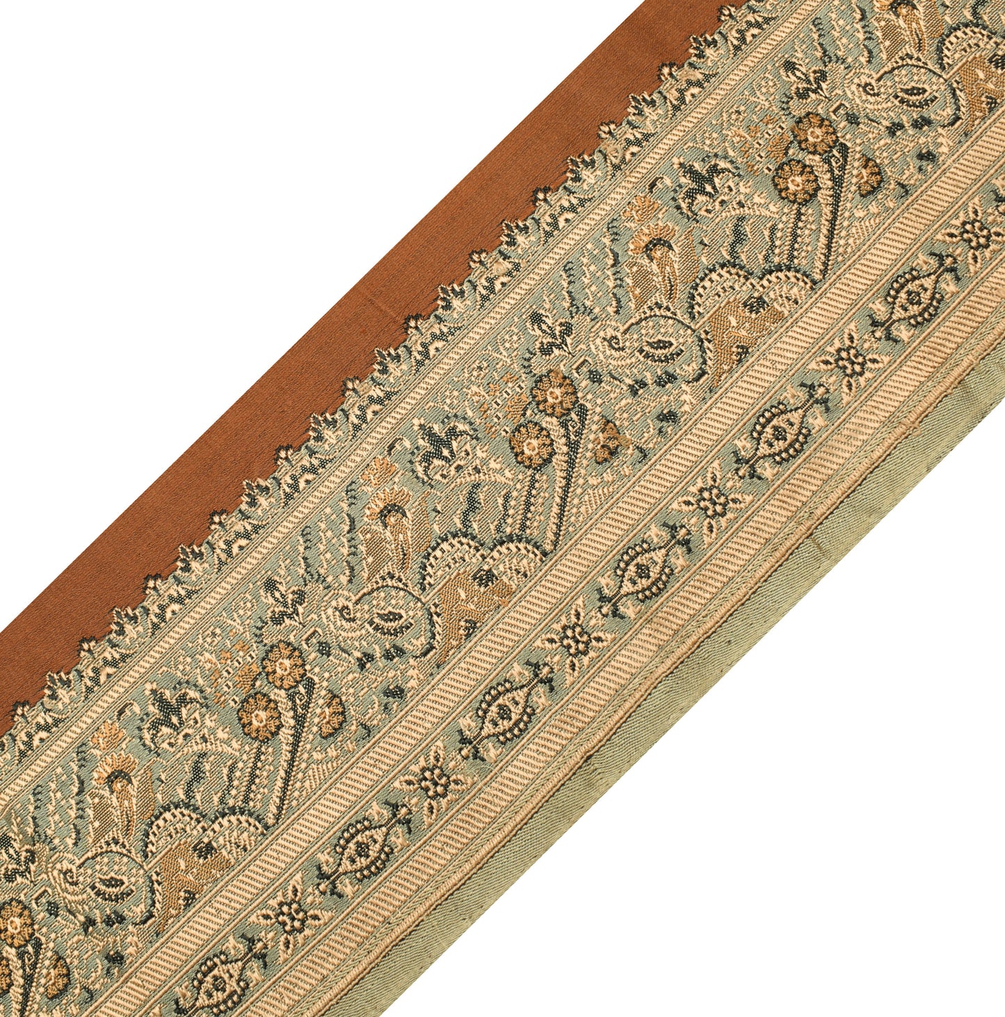 Sushila Vintage Brown Saree Border Indian Craft Sewing Trim Woven Lace Ribbon