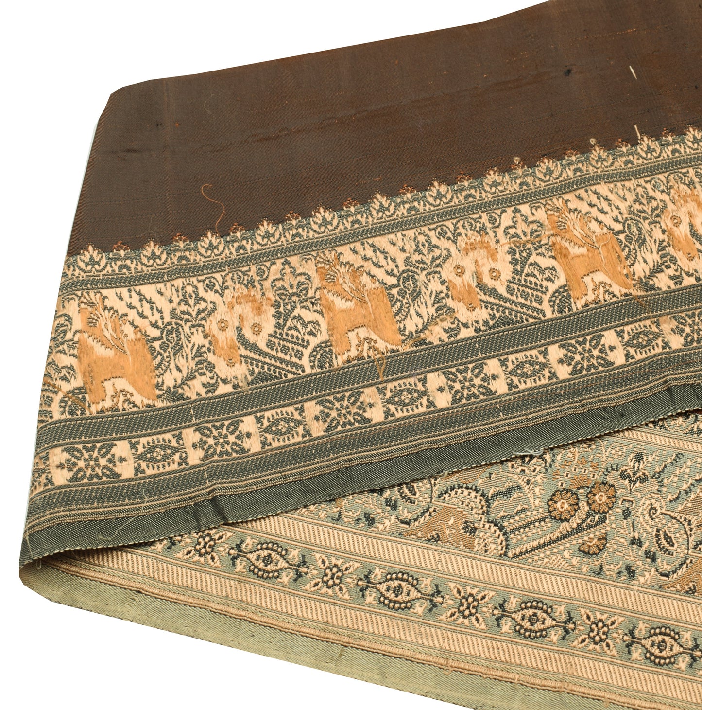 Sushila Vintage Brown Saree Border Indian Craft Sewing Trim Woven Lace Ribbon