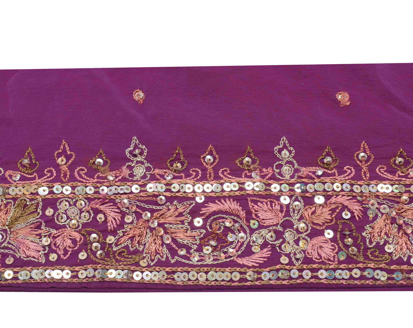 Sushila Vintage Purple Saree Border Indian Craft Sewing Trim Beaded Lace Ribbon