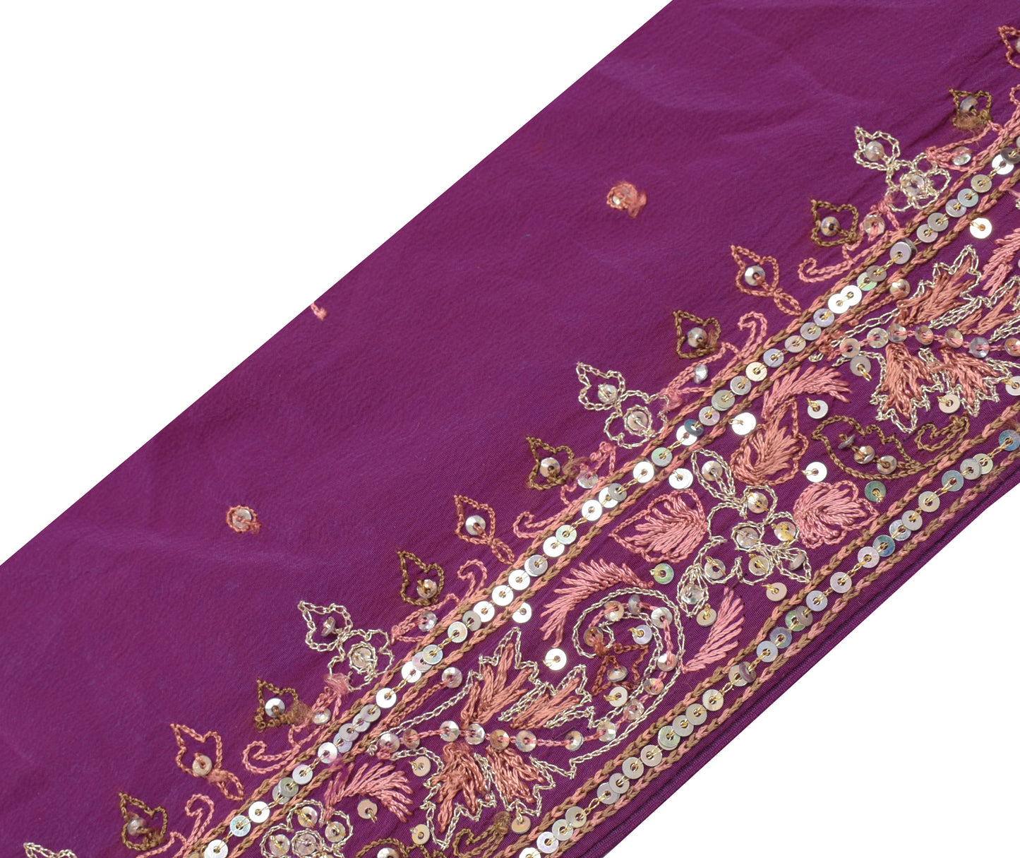 Sushila Vintage Purple Saree Border Indian Craft Sewing Trim Beaded Lace Ribbon