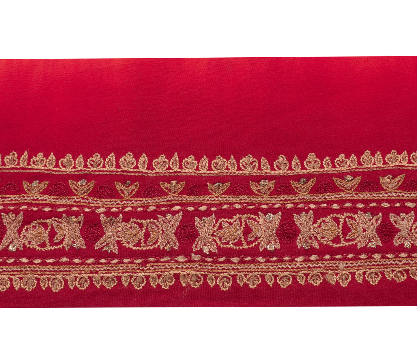 Sushila Vintage Red Saree Border Indian Craft Sewing Trim Embroidery Lace Ribbon