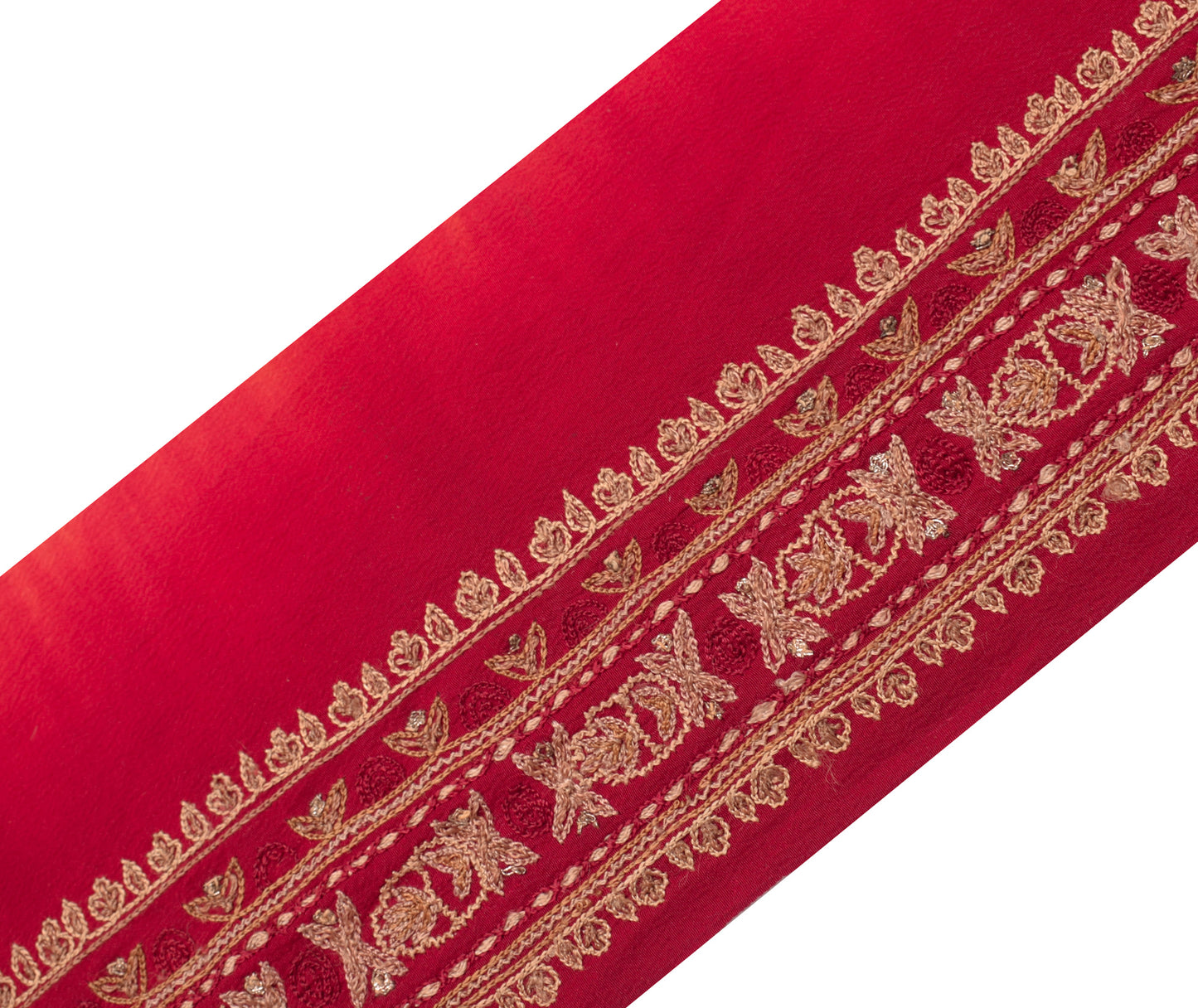 Sushila Vintage Red Saree Border Indian Craft Sewing Trim Embroidery Lace Ribbon