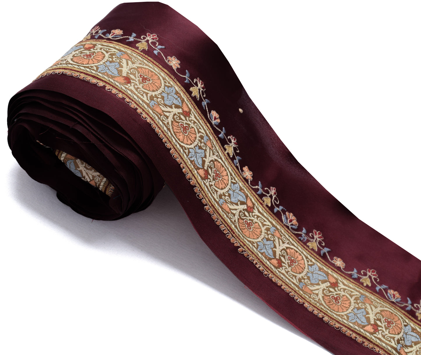 Sushila Vintage Marroon Saree Border Indian Craft Sewing Trim Woven Lace Ribbon