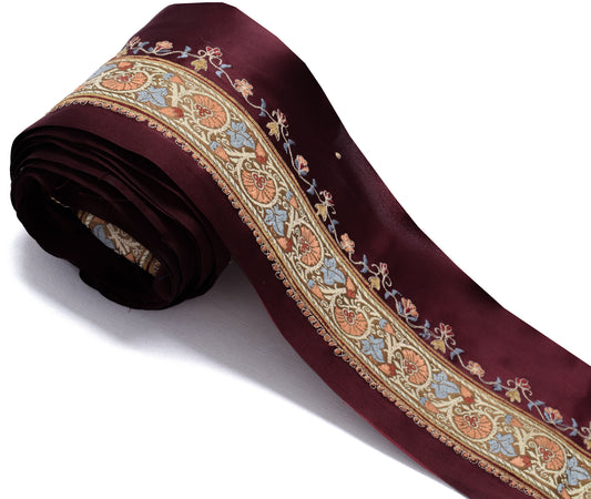 Sushila Vintage Marroon Saree Border Indian Craft Sewing Trim Woven Lace Ribbon