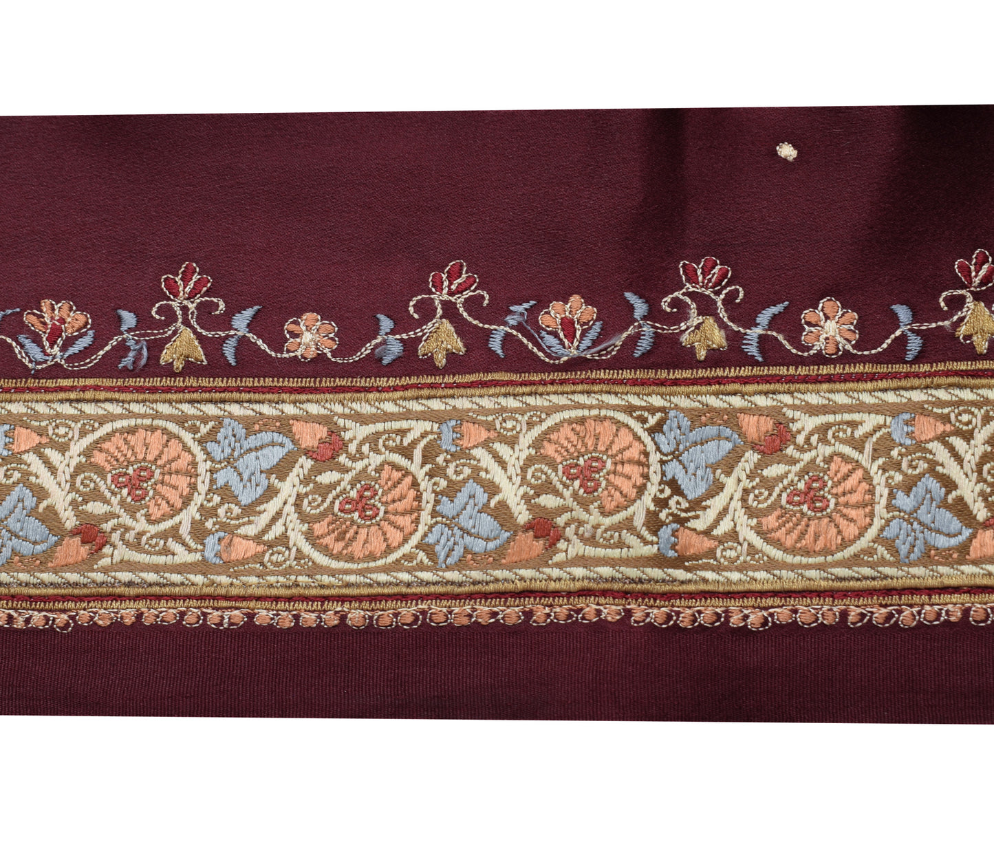 Sushila Vintage Marroon Saree Border Indian Craft Sewing Trim Woven Lace Ribbon