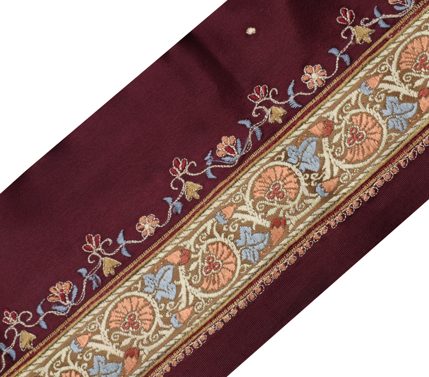 Sushila Vintage Marroon Saree Border Indian Craft Sewing Trim Woven Lace Ribbon