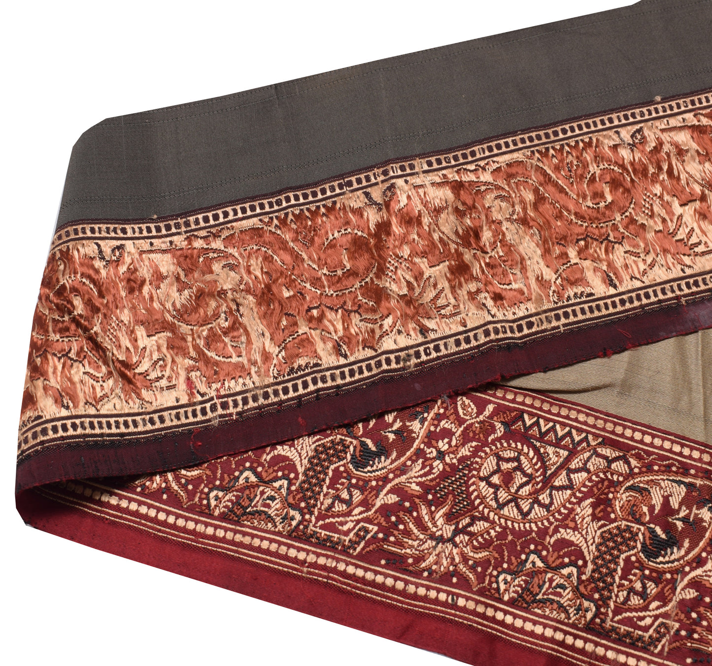 Sushila Vintage Maroon Banarasi Sari Border Indian Craft Sewing Trim Woven Lace