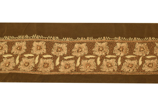 Sushila Vintage Brown Saree Border Indian Craft Sewing Trim Embroidered Ribbon