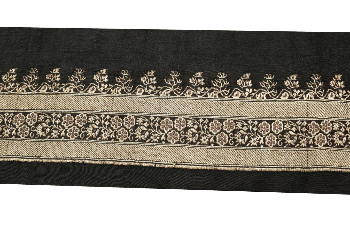 Sushila Vintage Black Banarasi Saree Border Craft Sewing Trim Woven Lace Ribbon