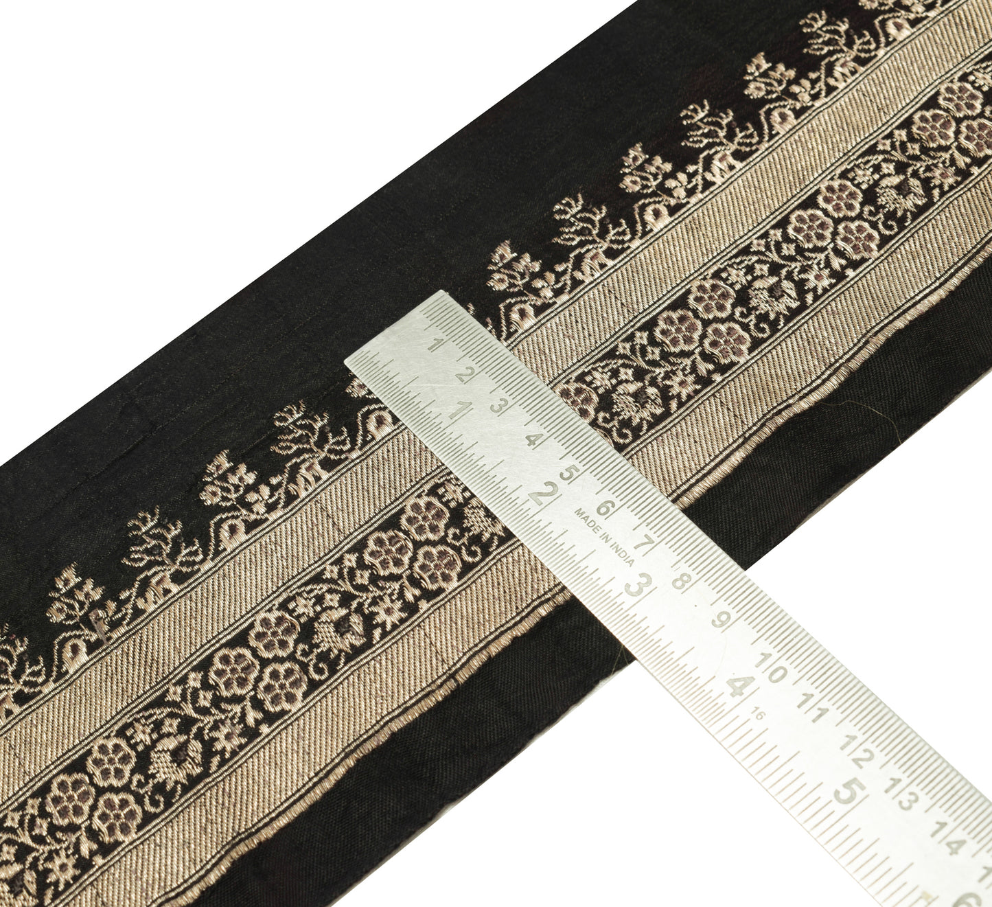 Sushila Vintage Black Banarasi Saree Border Craft Sewing Trim Woven Lace Ribbon