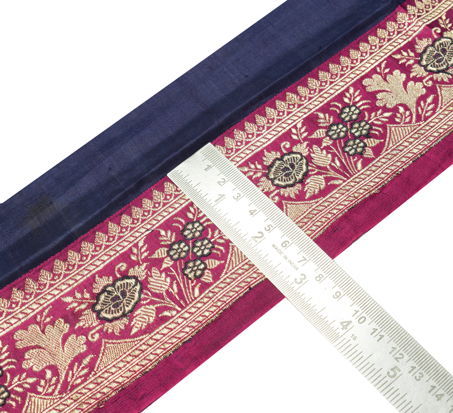 Sushila Vintage Pink Saree Border Indian Craft Sewing Trim Woven Lace Ribbon