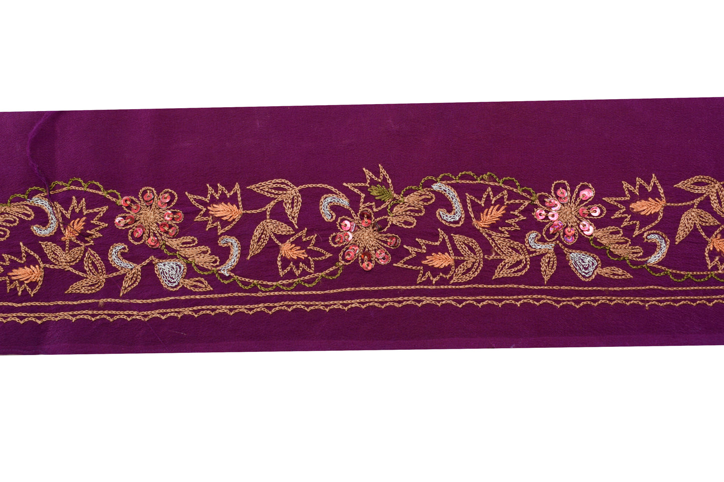Sushila Vintage Purple Saree Border Indian Craft Sewing Trim Embroidered Lace