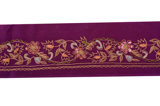 Sushila Vintage Purple Saree Border Indian Craft Sewing Trim Embroidered Lace