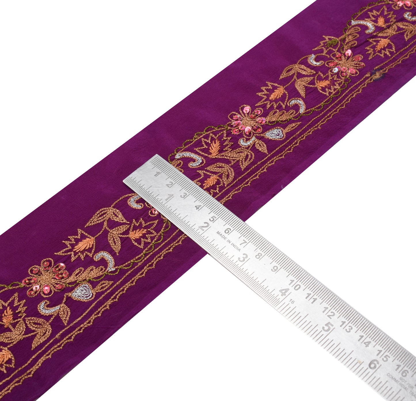 Sushila Vintage Purple Saree Border Indian Craft Sewing Trim Embroidered Lace