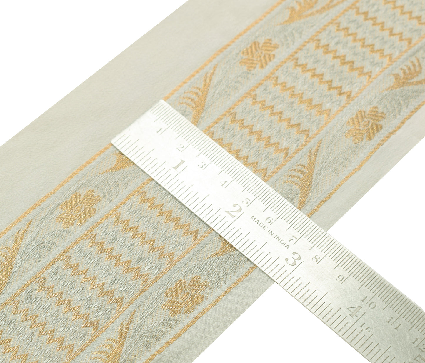 Sushila Vintage Gray Saree Border Indian Craft Sewing Trim Woven Lace Ribbon