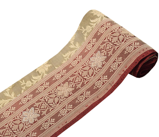 Sushila Vintage Maroon Saree Border Indian Craft Sewing Trim Woven Lace Ribbon
