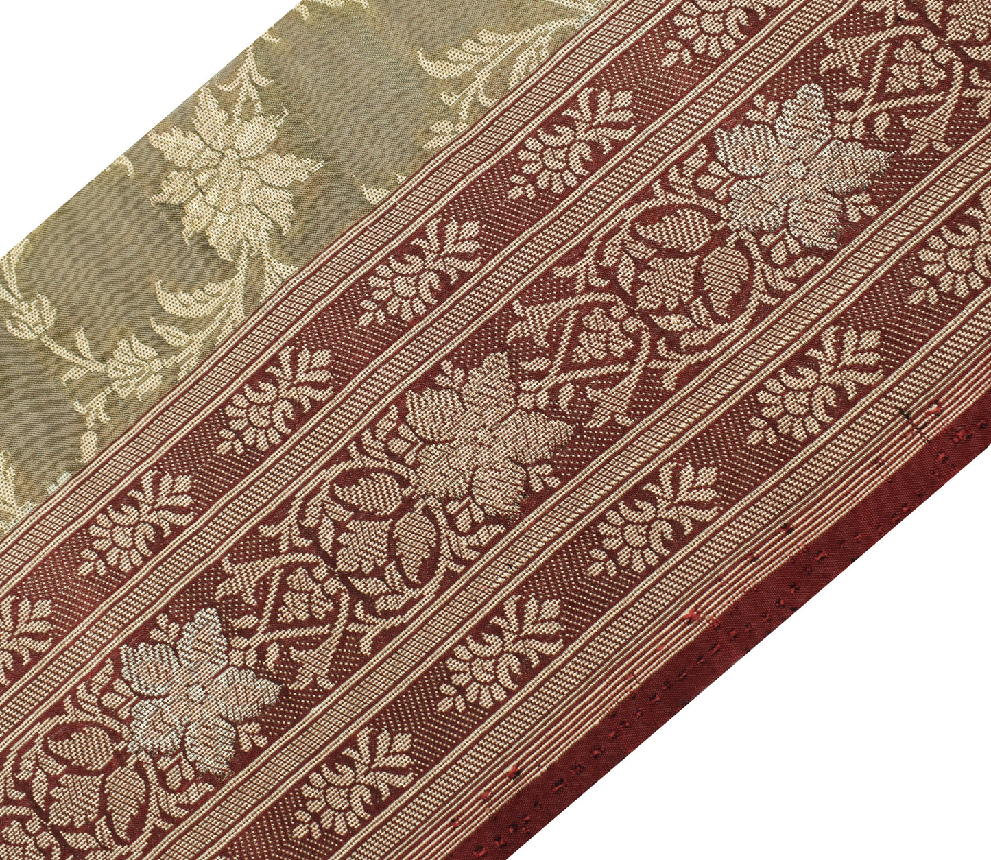 Sushila Vintage Maroon Saree Border Indian Craft Sewing Trim Woven Lace Ribbon