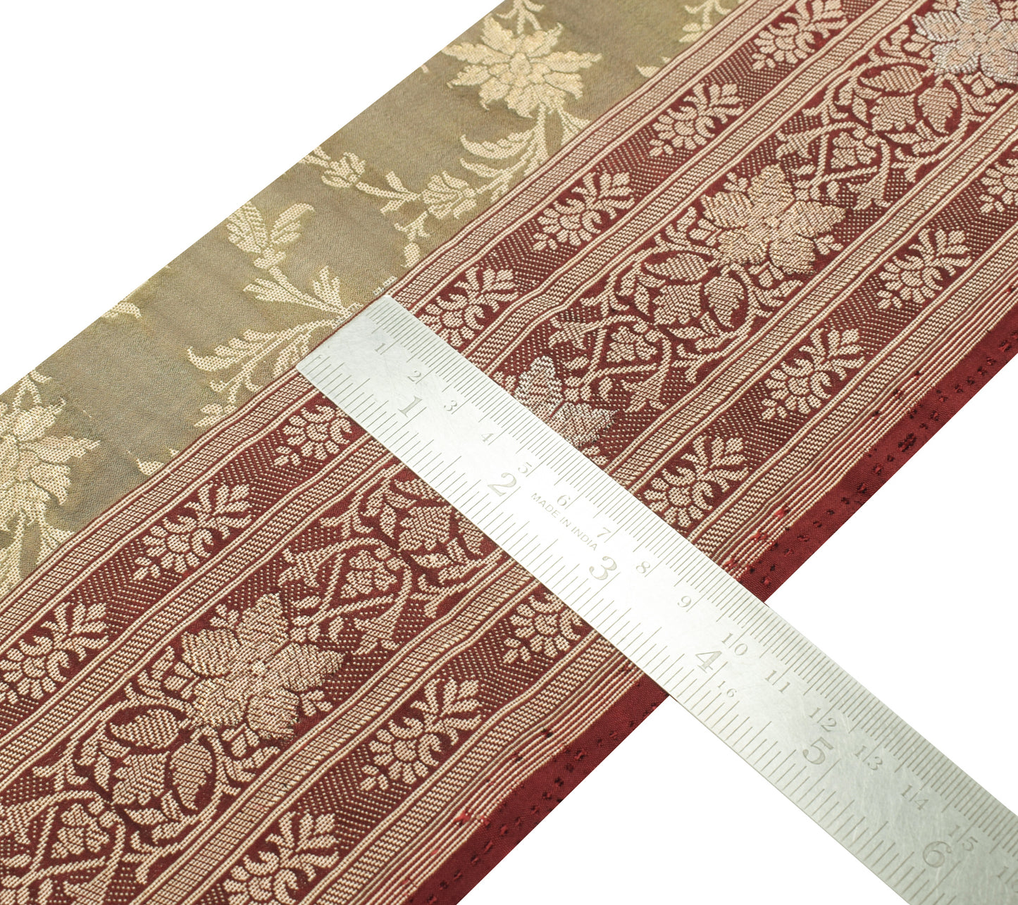 Sushila Vintage Maroon Saree Border Indian Craft Sewing Trim Woven Lace Ribbon