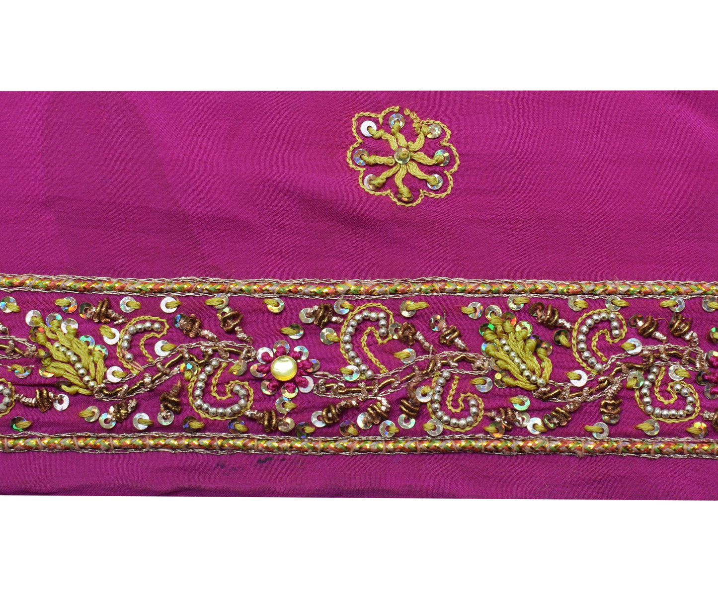 Sushila Vintage Purple Saree Border Indian Craft Sewing Trim Hand Beaded Lace