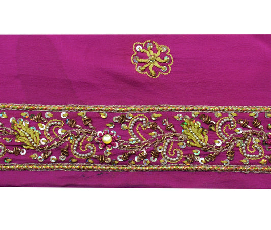 Sushila Vintage Purple Saree Border Indian Craft Sewing Trim Hand Beaded Lace