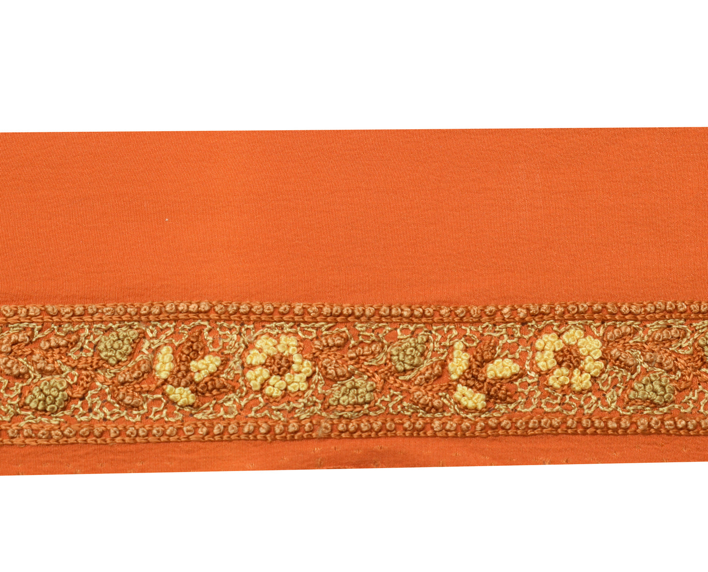 Sushila Vintage Orange Saree Border Indian Craft Sewing Trim Embroidered Lace