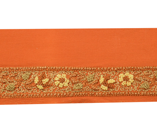 Sushila Vintage Orange Saree Border Indian Craft Sewing Trim Embroidered Lace