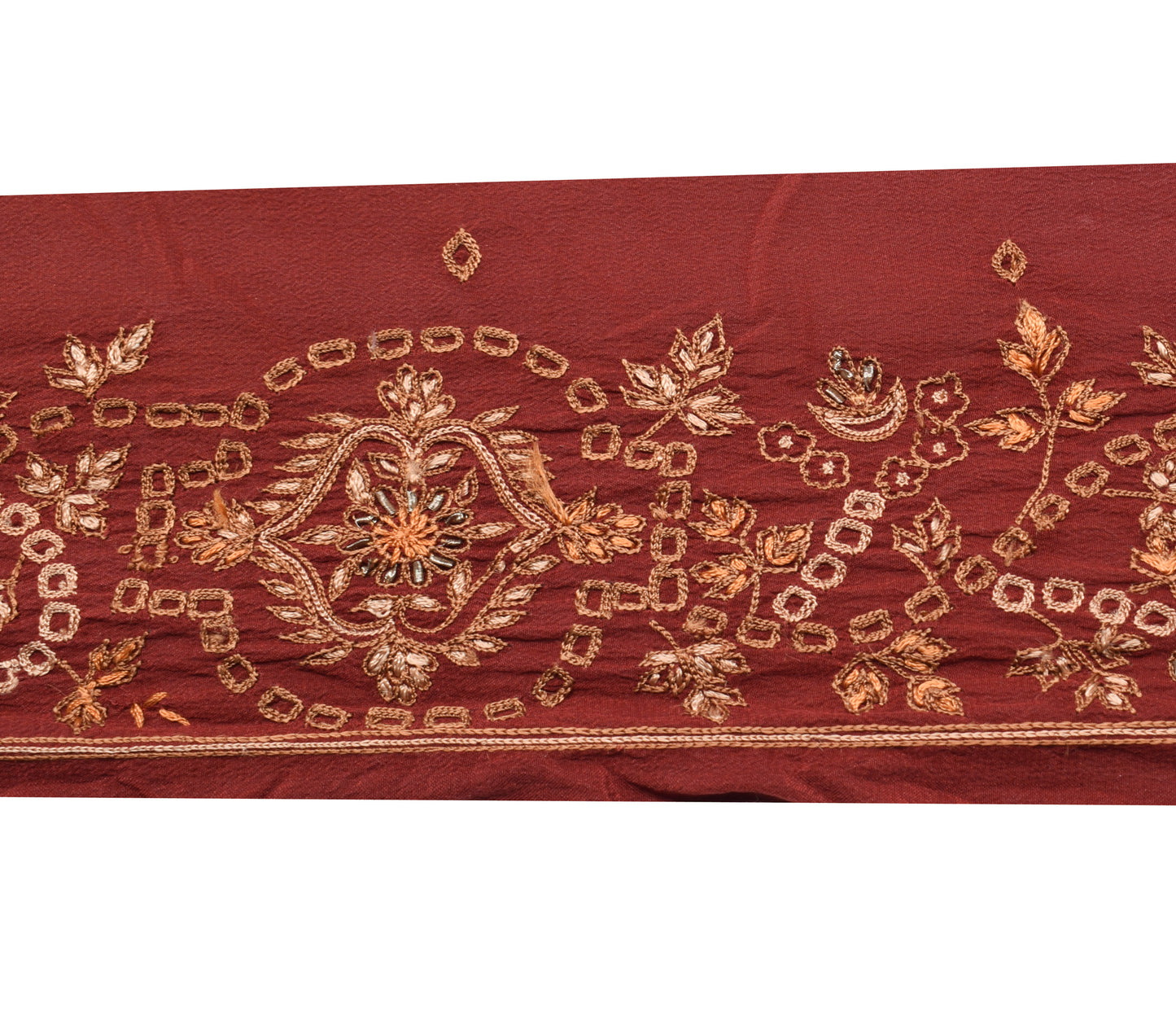 Sushila Vintage Maroon Saree Border Indian Craft Sewing Trim Embroidered Lace