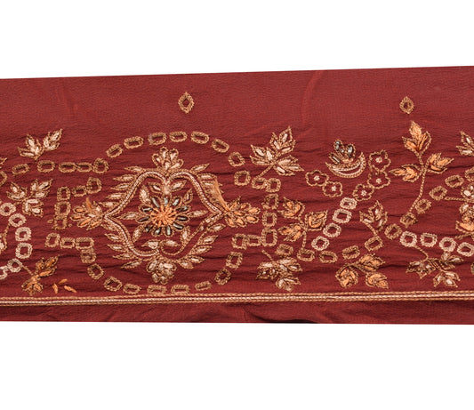 Sushila Vintage Maroon Saree Border Indian Craft Sewing Trim Embroidered Lace