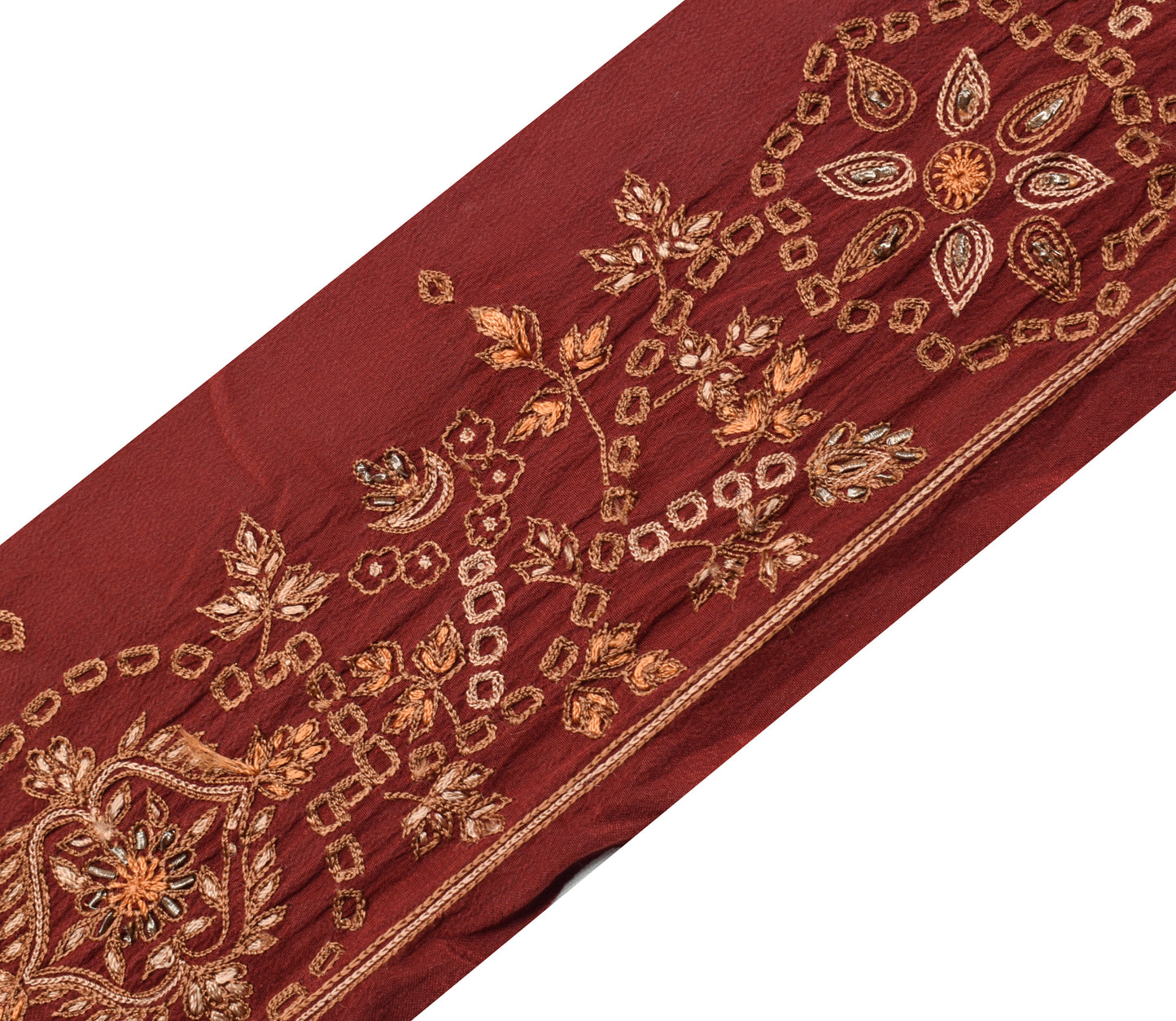 Sushila Vintage Maroon Saree Border Indian Craft Sewing Trim Embroidered Lace