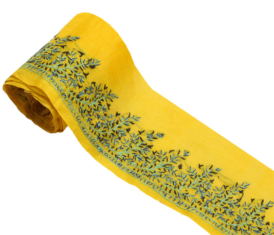 Sushila Vintage Yellow Saree Border Indian Craft Sewing Trim Embroidered Lace