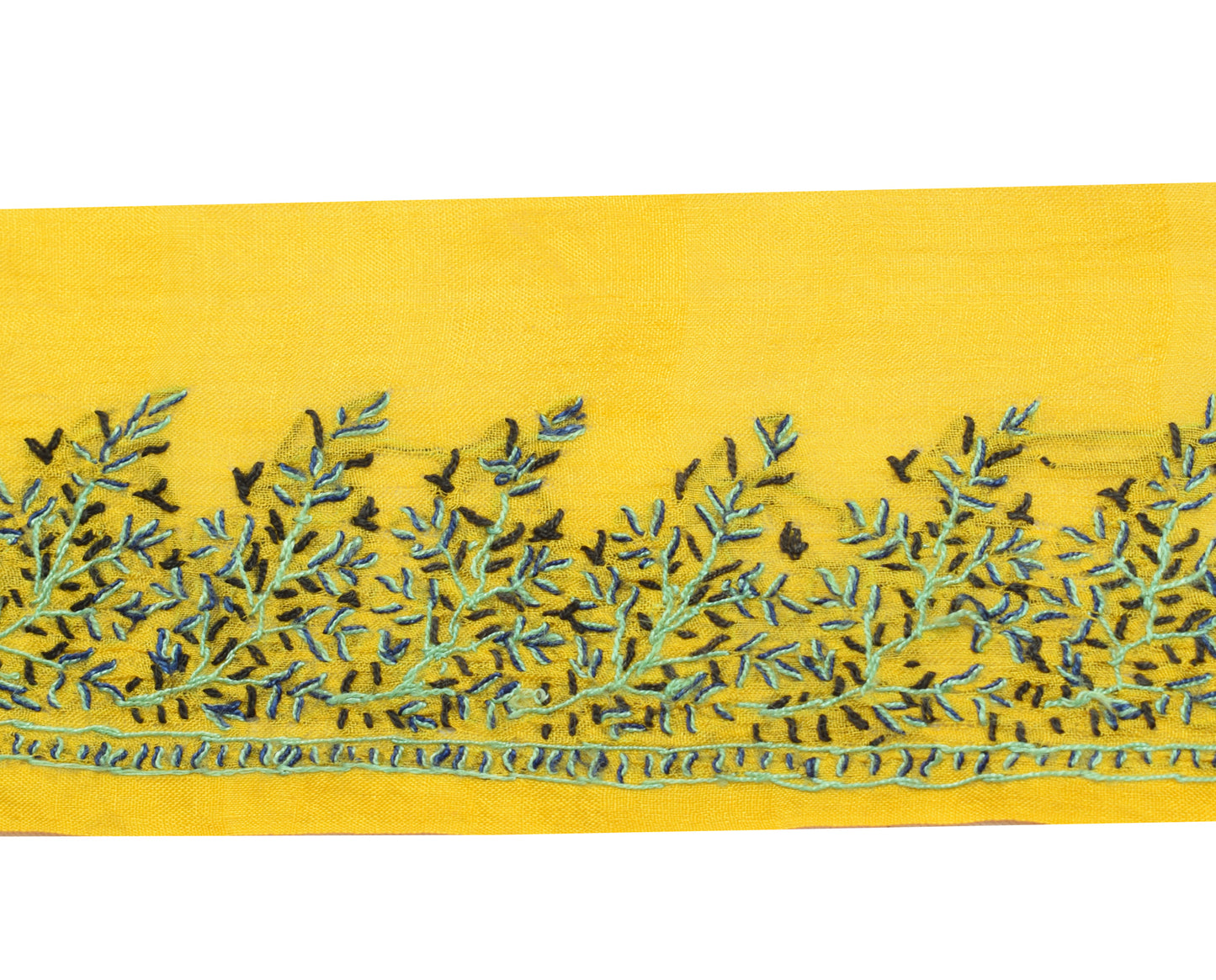 Sushila Vintage Yellow Saree Border Indian Craft Sewing Trim Embroidered Lace