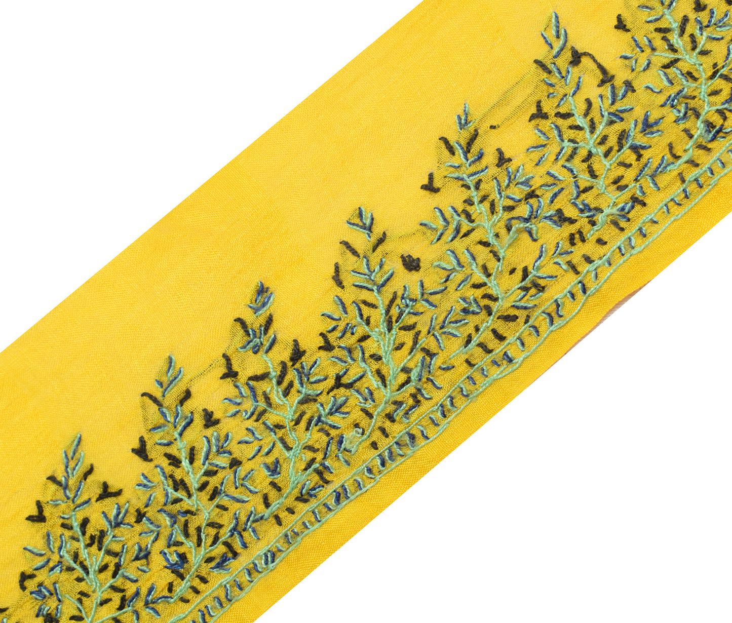 Sushila Vintage Yellow Saree Border Indian Craft Sewing Trim Embroidered Lace