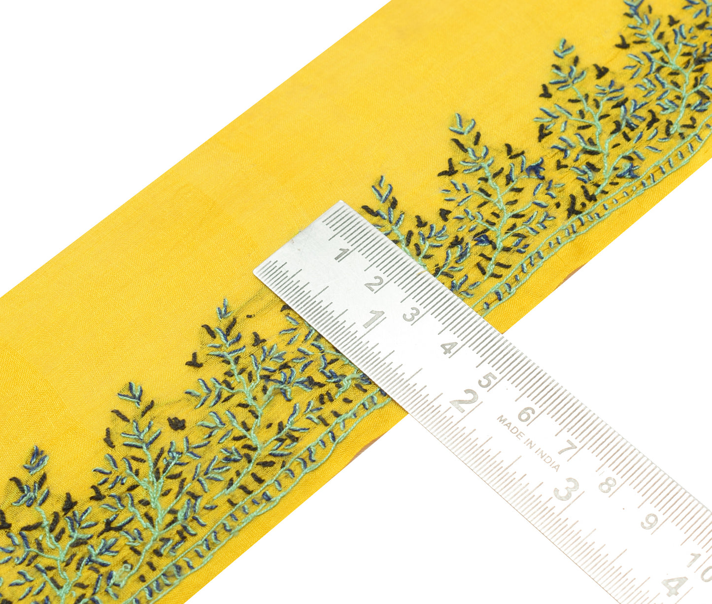 Sushila Vintage Yellow Saree Border Indian Craft Sewing Trim Embroidered Lace