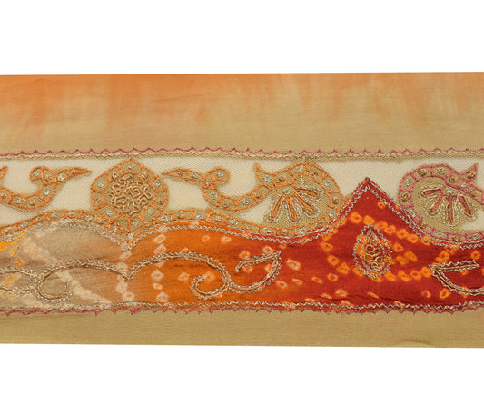 Sushila Vintage Saree Border Indian Craft Sewing Trim Hand Beaded Lace Ribbon