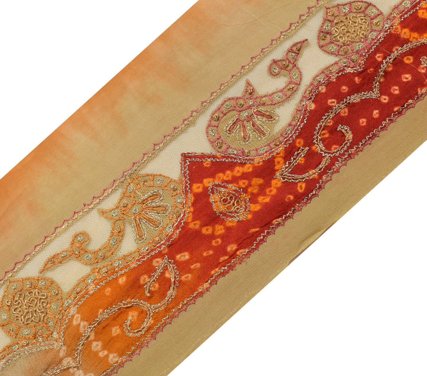 Sushila Vintage Saree Border Indian Craft Sewing Trim Hand Beaded Lace Ribbon